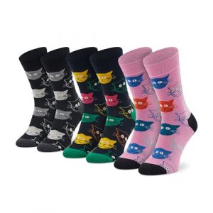 Happy socks 3-Pack Mixed Cat Socks Gift Set Chaussettes, Multicolore, S (Lot de 3) Unisex