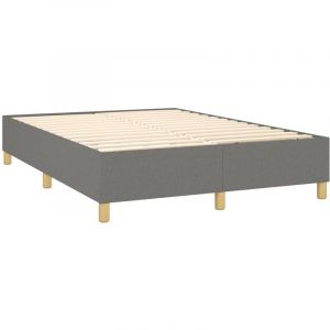D&eacute;coshop26 Sommier &agrave; lattes sur pieds cadre de lit 140x190 cm tissu gris fonc&eacute; TDL0207138