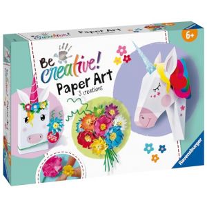 Ravensburger Be Creative – Paper Art Licorne et fleurs – Origami – Pliage 3D – 3 réalisations – Création objets – Loisir créatif – Activité détente et créative – Dès 6 ans – 23541