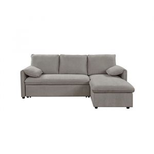 Loungitude Canapé d'angle réversible convertible 3 places en tissu - Gris