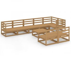 VidaXL Salon de jardin 9 pcs Marron miel Bois de pin massif