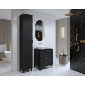 Ensemble de 2 meubles de salle de bain collection CHIC coloris noir et doré. Meuble sous vasque