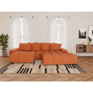 Lisa Design - Adelaide - pouf en tissu texturé - terracotta