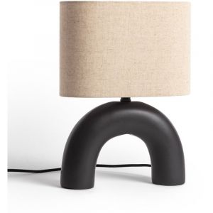 Ledkia - Lampe &agrave; Poser C&eacute;ramique et Tissu Callie Noir