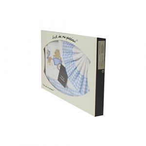 Image de Fruit de ma Passion Coffret Parure de draps pour berceau, landau, couffin bleu &agrave; carreaux - Motif Poussins Chariot
