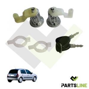 (Lot de 2) Barillet Serrure de Porte Avant Gauche ET Droite compatible avec CLIO II 2 de 1998 à 2016 - 7701349790 7701349791