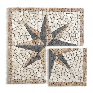 Pegane Rosace en marbre et travertin multicolore - 80 x 80 cm -
