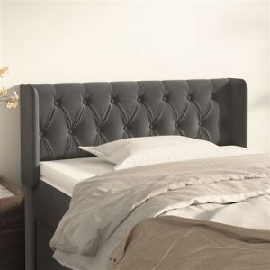 VidaXL Tête de Lit avec Oreilles Meuble de Chambre à Coucher Accessoire de Lit Simple Tête de Cadre de Lit Intérieur Gris Foncé 93x16x78/88 cm Velours