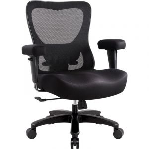 IWMH Chaise de bureau, Fauteuil ergonomique avec support lombaire et accoudoir réglables, Siege de bureau en maille à forte charge - Noir