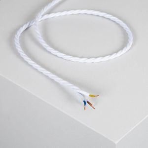 C&acirc;ble &Eacute;lectrique Textile Tress&eacute; Blanc 5 m