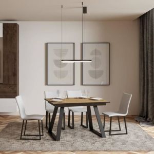 Table Bernadette Dessus Chêne Nature 90x120 + 60 cadre Anthracite