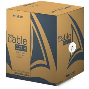 Phasak C&acirc;ble r&eacute;seau &agrave; bobine RJ45 Cat.6 FTP 305m Gris
