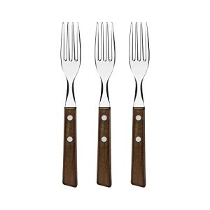 Tramontina TRADICIONAL Coutellerie, manches en bois naturel, acier inoxydable, couteau à steak (Fourchette)