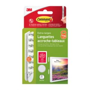 Command 3M Bandes d'accroches tableaux XL - Lot de 4 paires
