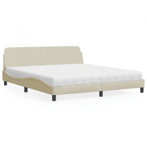 VidaXL Lit avec matelas cr&egrave;me 180x200 cm tissu 3208449
