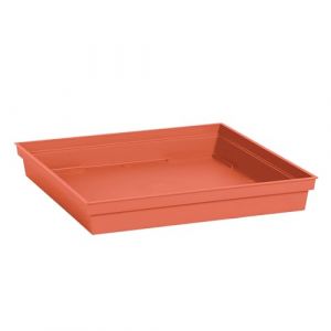 Eda Plastiques Soucoupe Carr&eacute;e Toscane 40 cm - pour Pot de Fleur Carr&eacute; Toscane 50 cm - 40 x 40 x H.5,9 cm - Orange Terre Battue