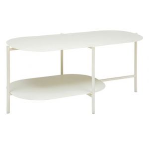 Pegane Table basse en métal coloris ivoire -longueur 100 x Profondeur 50 x Hauteur 45 cm -