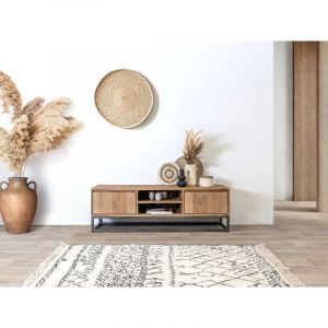 Bobochic Meuble TV - Meuble TV 2 portes 140 cm BERGERAC bois massif de manguier