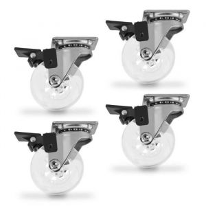 Sotech Set de 4 x Roulettes pour Meubles SWIFT transparentes Ø 50 mm avec Arrêt Pivotante Rouleau de Transport de SO-TECH ROUE - ROULETTE