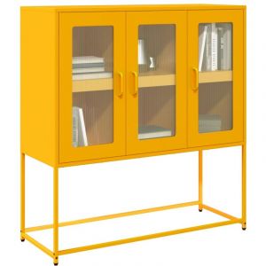 VidaXL Buffet jaune moutarde 100,5x39x107 cm acier laminé à froid