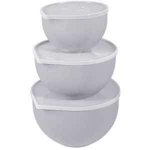 Lily cook 3 Bols patissier avec couvercles gris - 1/2/3 L
