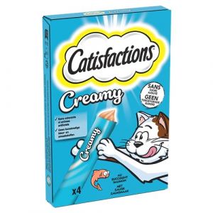 Catisfactions Creamy Friandises pour Chat – Goût Saumon – Récompenses pour Chats Adultes et Chatons – Pack de 4 sachets de 10 g (Lot de 11)