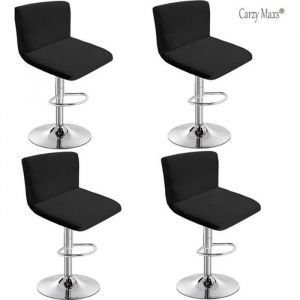 Lot de 4 Housses de Tabouret de Bar avec Dossier Extensible Noir pour Chaise de Salle à Manger en Polyester Spandex