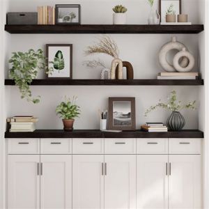 VidaXL Étagère Murale, Dessus de Table avec Bord Vivant, Tablette Suspendue Flottante, Rustique, Marron Foncé Bois Chêne Massif Traité