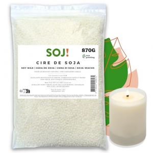 Soj! - Cire de Soja sans OGM pour bougies coulées - Idéale pour la fabrication de bougie en contenant, remplissage bougie - Cire à bougie, Cire pour bougies - Marque française - 870G