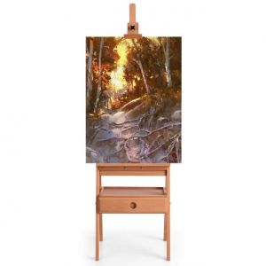 Coast Art-Ezel Chevalet de peintre au sol avec tiroir en bois de hêtre Chevalet de peintre avec étagère réglable Naturel