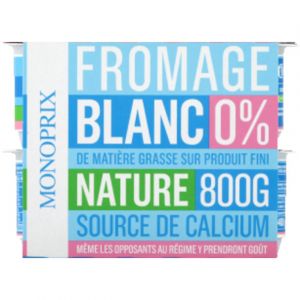 Monoprix Fromage blanc 0% nature - Les 8 pots de 100g