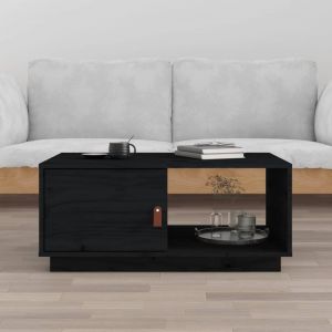 Image de VidaXL Table basse Noir 80x50x35,5 cm Bois massif de pin