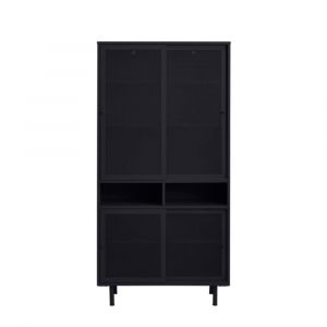 DRAWER Vaisselier 4 portes, 2 niches en métal H180cm noir