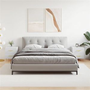VidaXL Tables de Chevet 2 pcs, Armoires de Nuit avec Tiroirs, Tables de Nuit avec Pieds, Meubles de Rangement Chambre, Moderne, Blanc Bois d’Ingénierie
