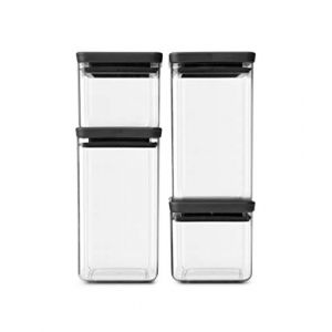 Brabantia Ensemble de bocaux de rangement carrés TASTY+ Gris foncé