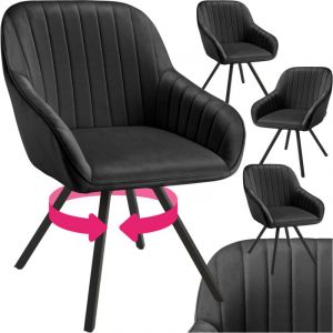 TecTake Lot 4 chaises pivotantes à 360° avec accoudoirs velours noires