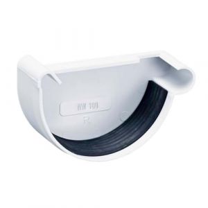 INEFA Embout de gouttière demi-rond, accessoires de gouttière en PVC, montage simple par emboîtement, Made in Germany - NW 100, droite Blanc - Blanc