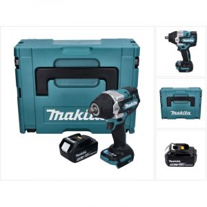 Makita DTW 700 T1J Visseuse &agrave; chocs sans fil 18 V 700 Nm 1/2" XPT brushless + 1x Batterie 5,0 Ah + Makpac - sans chargeur
