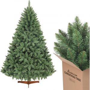 Salcar Sapin de Noël artificiel de avec support en bois, sapin Nordmann vert, 180 cm