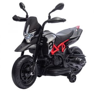 Avizar Moto &eacute;lectrique pour Enfant Aprilia Dorsoduro 900 6V avec Effets Sonores et Lumineux Noir