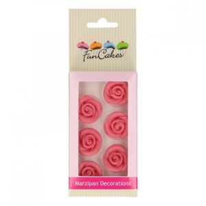 6 Roses rose pâte d'amande Funcakes