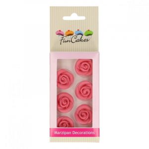 6 Roses rose pâte d'amande Funcakes