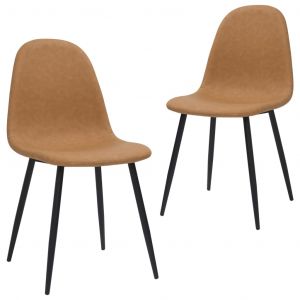 Image de VidaXL Chaises à dîner 2 pcs 45x54,5x87 cm Marron clair Similicuir