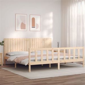VidaXL Cadre De Lit Avec Tête De Lit 200x200 Cm Bois Massif