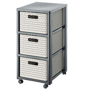 Rotho Country Conteneur à roulettes avec 3 tiroirs, Plastique (PP) sans BPA, cappuccino, 3 x A4/18l (37.5 x 32.5 x 71.2 cm)