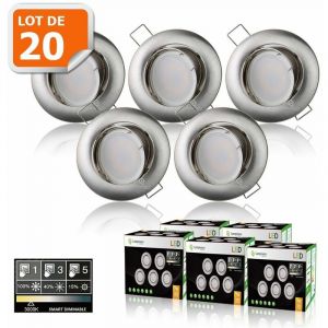 Lampesecoenergie Eurobryte 20 SPOTS LED DIMMABLE SANS VARIATEUR 7W eq.56w BLANC CHAUD ORIENTABLE