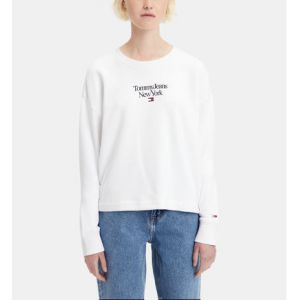 Tommy Jeans Sweat court ample molletonné signature Blanc - Couleur Blanc - Taille XL