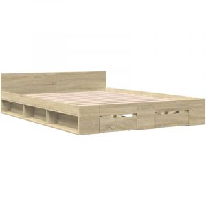 VidaXL Cadre de lit et tiroirs chêne sonoma 120x190 cm bois ingénierie Brun