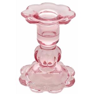 Ruedelafete LOT de 12 Bougeoirs flambeaux FLEUR verre sur pied 10cm, Rose Water