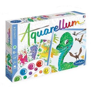 Sentosphère Jouets Kit creatif aquarellum Junior Animaux Dinosaures - 4 Planches et Accessoires - Peinture Aquarelle Magique Enfant, Garcon